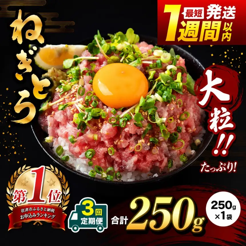 【定期便 3ヶ月】【 簡易包装 】ネギトロ 鮪 250g×１袋 | まぐろのたたき ねぎとろ 清幸丸水産 君津市