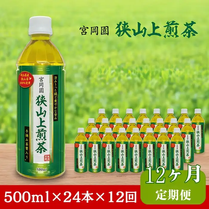 【定期便12か月】狭山上煎茶 ペットボトル 500ml 24本 1ケース