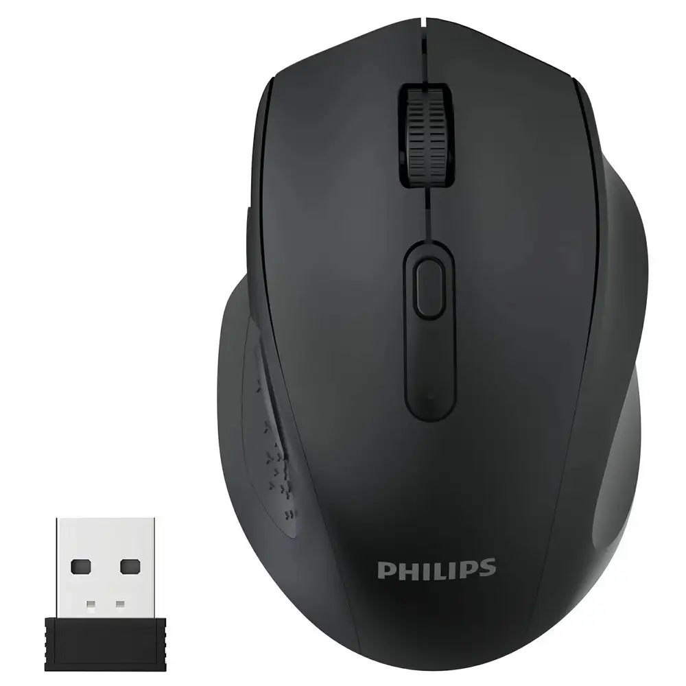 PHILIPS ワイヤレスマウス Bluetooth&2.4GHz両対応 静音タイプ 5段階DPI調整 瞬時接続 無線マオス 7ボタン 進む/戻るボタン 省電力 Windows/Mac/iOS/Android多機種対応 軽量 ブラックSPK7547