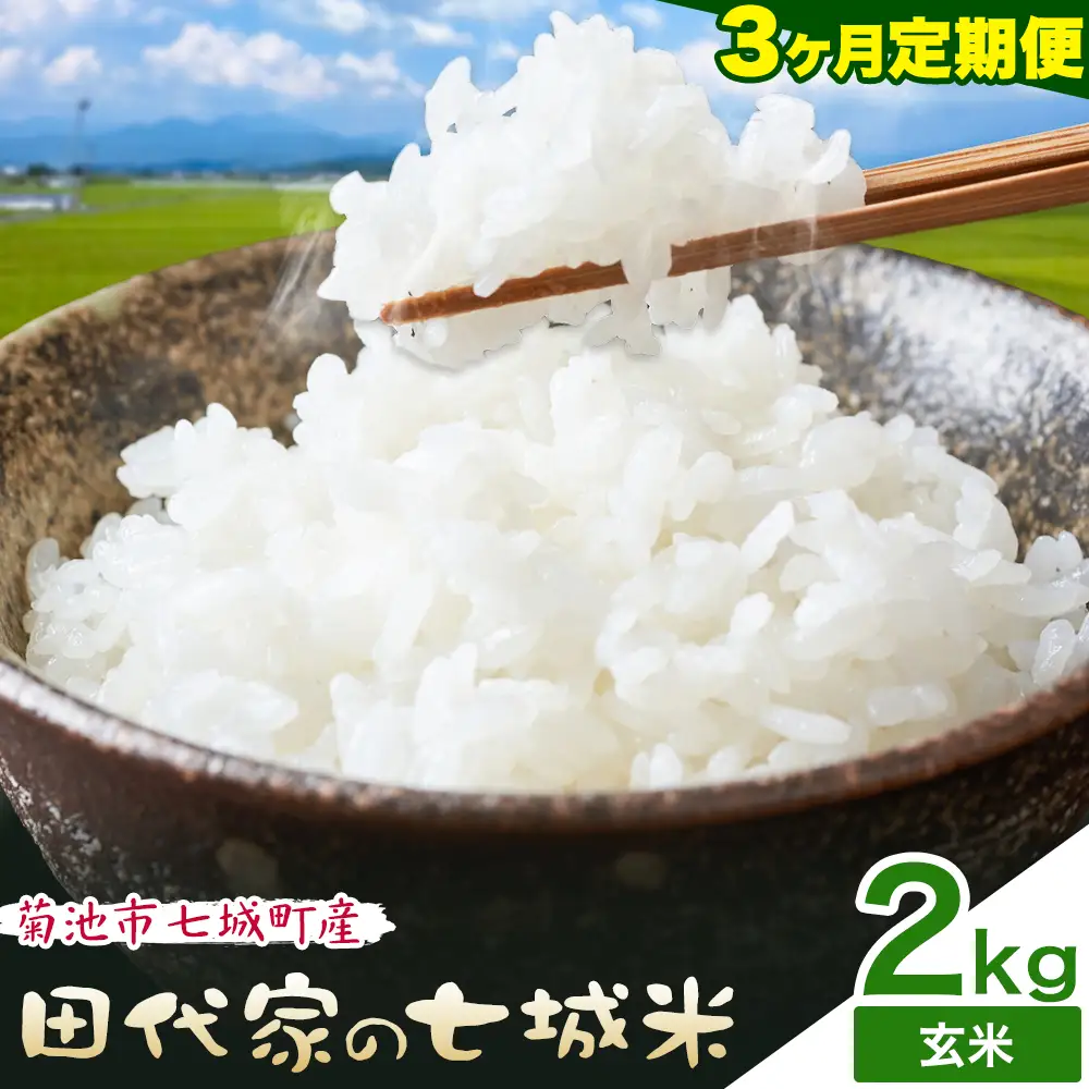 【3ヶ月定期便】令和7年産 菊池市七城町産 田代家の七城米 七城ヒノヒカリ 玄米 2kg 田代こめや《お申し込み月の翌月から出荷開始》熊本県 菊池市 米 お米 精米 ひのひかり 菊池市産 熊本県産 九州産 送料無料