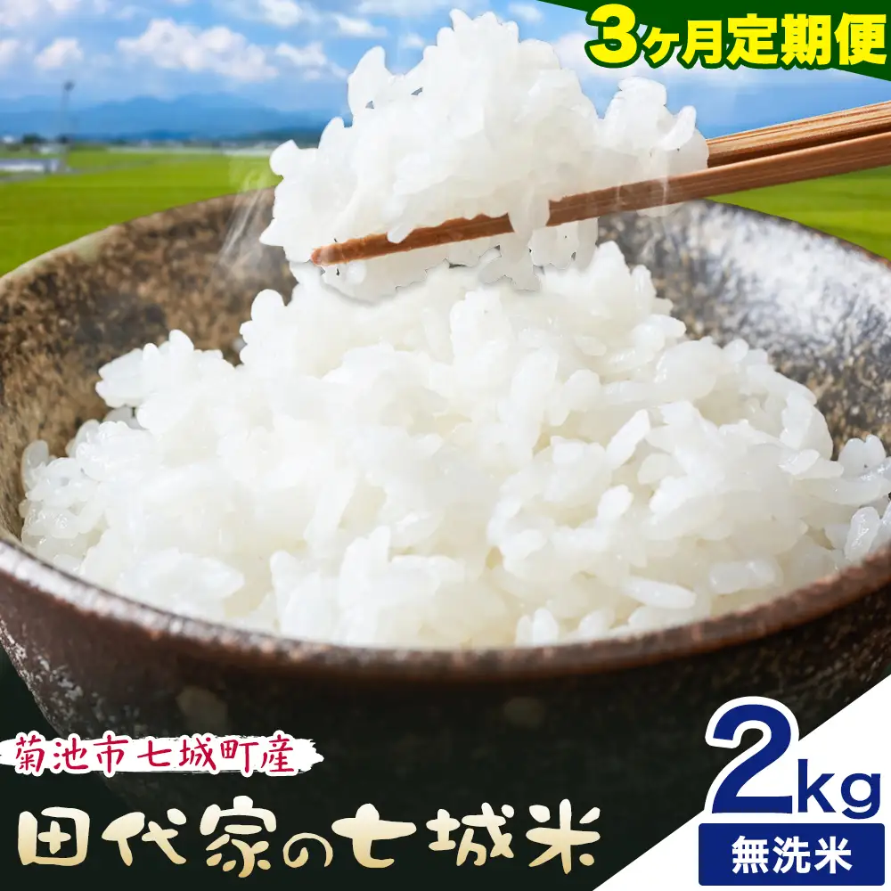 【3ヶ月定期便】令和7年産 菊池市七城町産 田代家の七城米 七城ヒノヒカリ 無洗米 2kg 田代こめや《お申し込み月の翌月から出荷開始》熊本県 菊池市 米 お米 精米 ひのひかり 菊池市産 熊本県産 九州産 送料無料