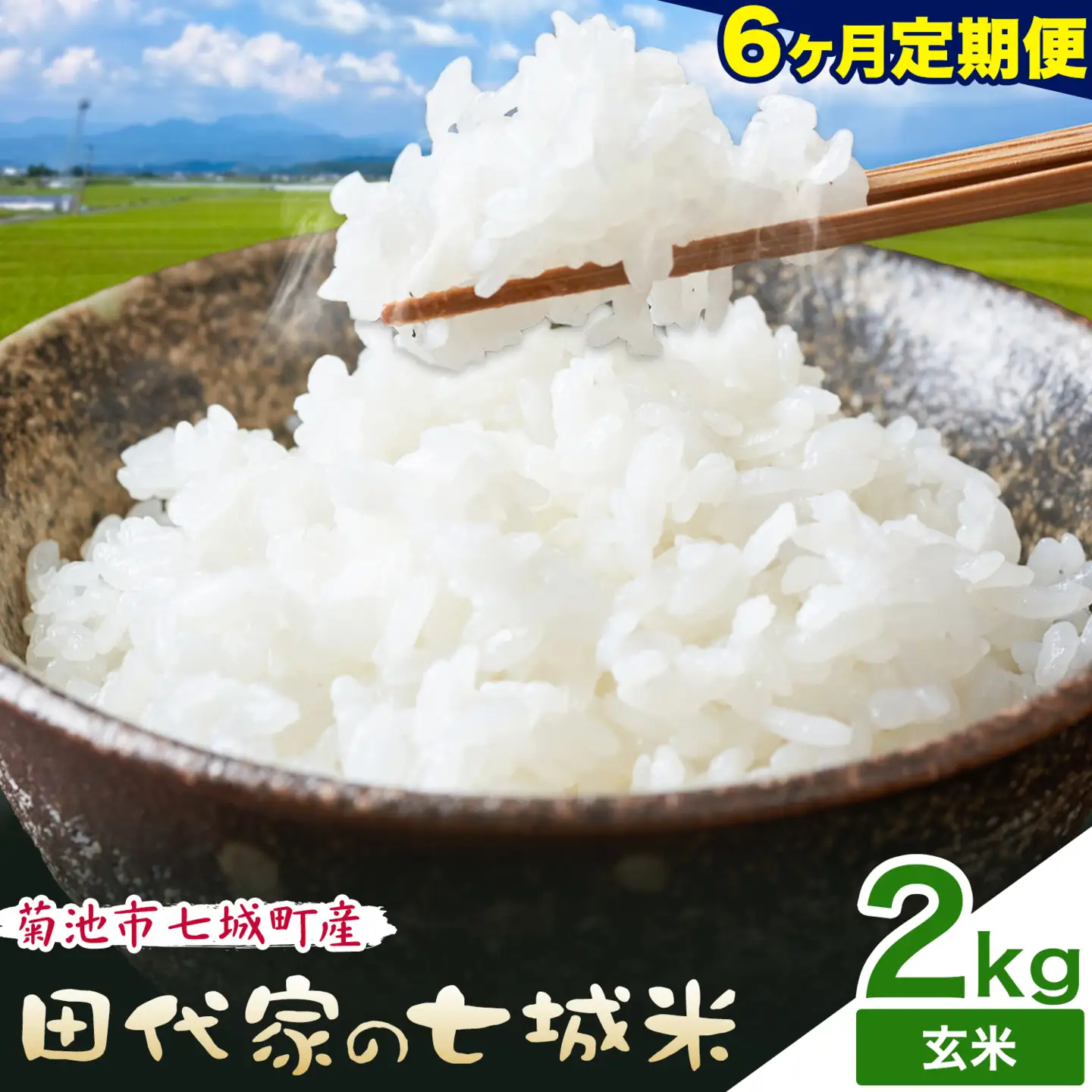 【6ヶ月定期便 】令和7年産 菊池市七城町産 田代家の七城米 七城ヒノヒカリ 玄米 2kg 田代こめや《お申し込み月の翌月から出荷開始》熊本県 菊池市 米 お米 精米 ひのひかり 菊池市産 熊本県産 九州産 送料無料