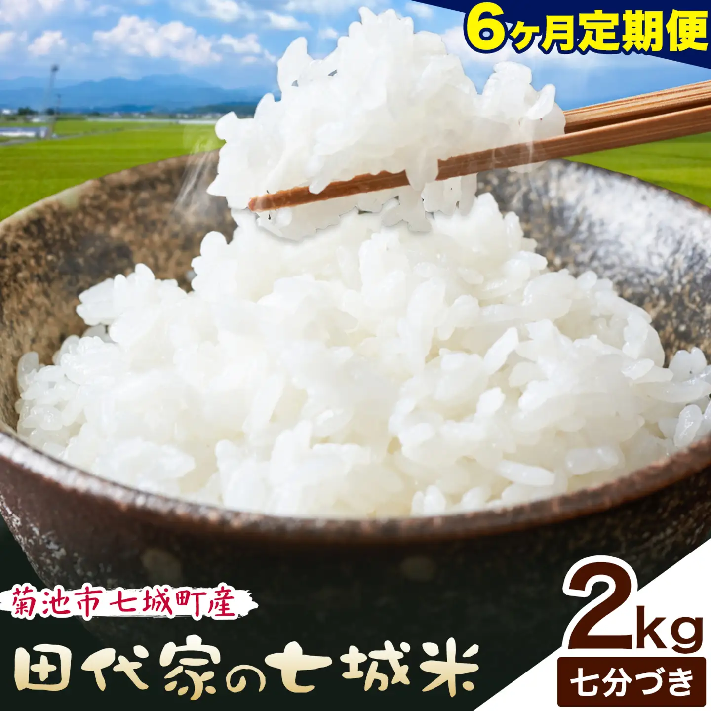 【6ヶ月定期便】令和7年産 菊池市七城町産 田代家の七城米 七城ヒノヒカリ 七分づき 2kg 田代こめや《お申し込み月の翌月から出荷開始》熊本県 菊池市 米 お米 精米 ひのひかり 菊池市産 熊本県産 九州産 送料無料