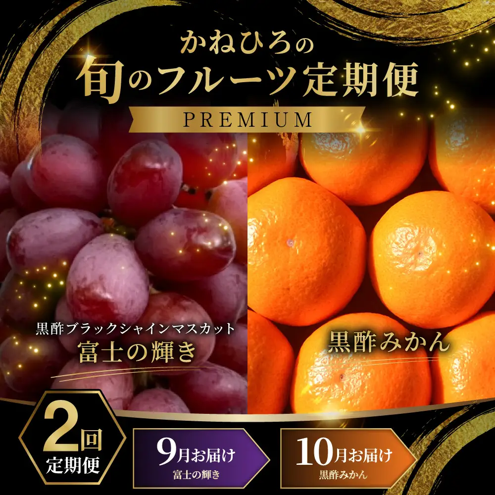 【 年2回定期便 （ 毎年9月 ・ 10月お届け予定 ） 】 かねひろの旬のフルーツ定期便 【 プレミアム 】 果物 くだもの フルーツ ブラックシャインマスカット みかん 旬 果実 果肉 国産 佐賀県産 冷蔵 常温 定期 定期配送