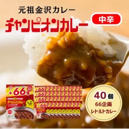 【66(ロクロク)企画限定商品】チャンピオンカレーレトルト中辛246g×40個セット【1735942】