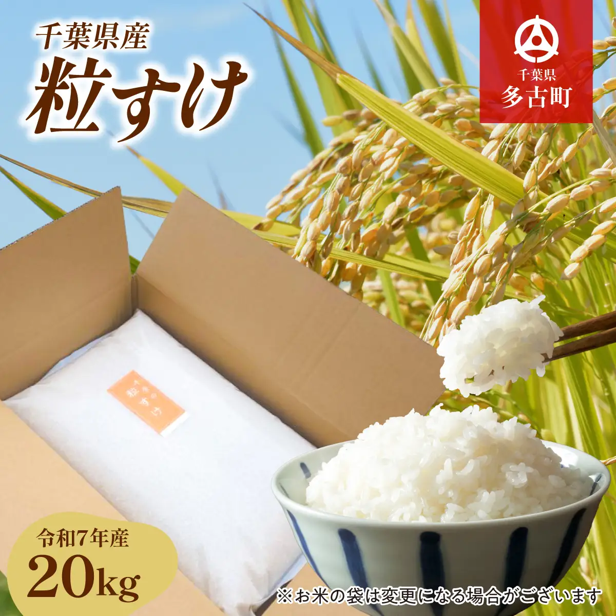 令和7年産 千葉県産 粒すけ 20kg  ／千葉県産 多古町 粒すけ 米 精米 こめ 甘み 粘り 訳あり 送料無料 TAKA009