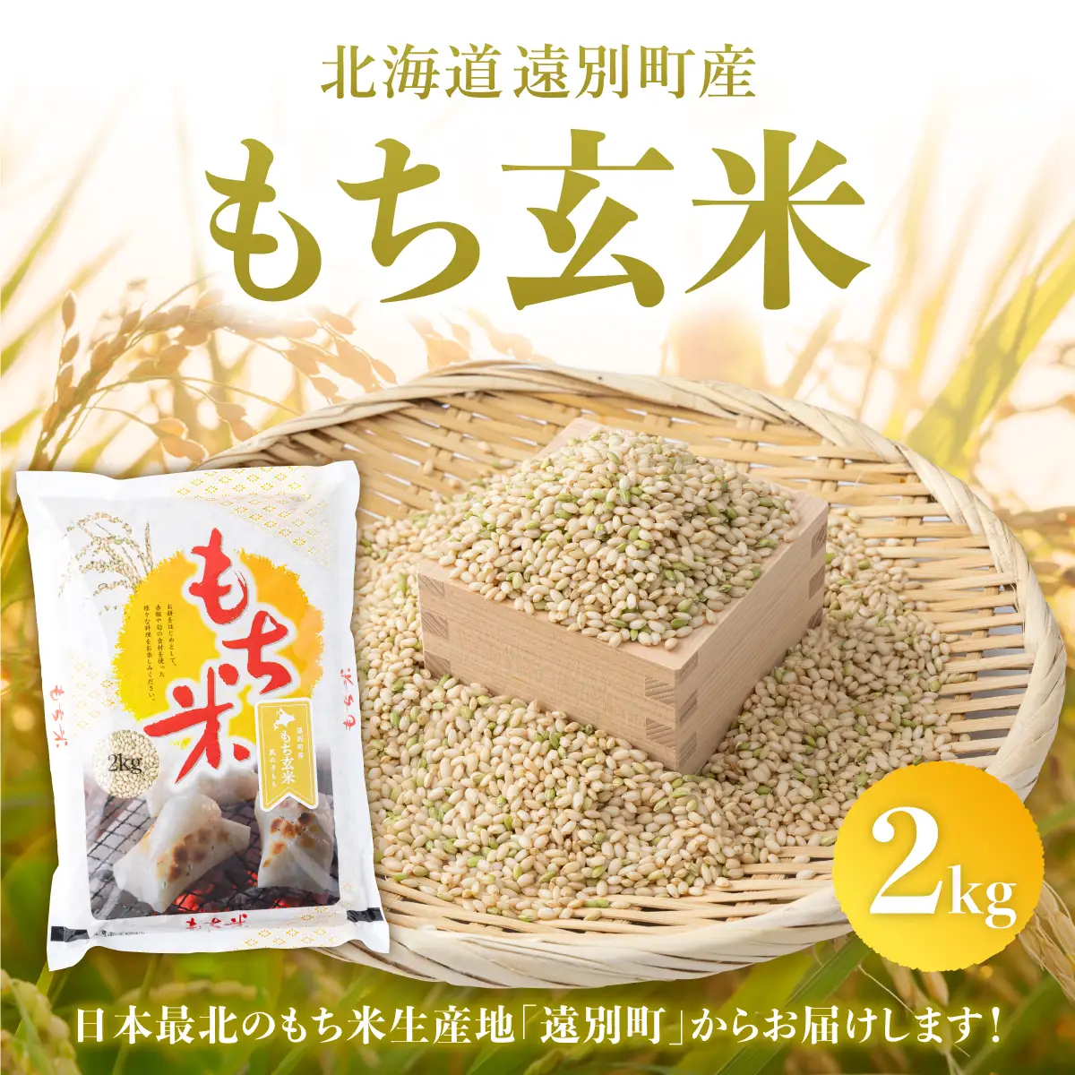 【日本最北のもち米生産地からお届け】もち玄米（2kg）【令和７年産新米】