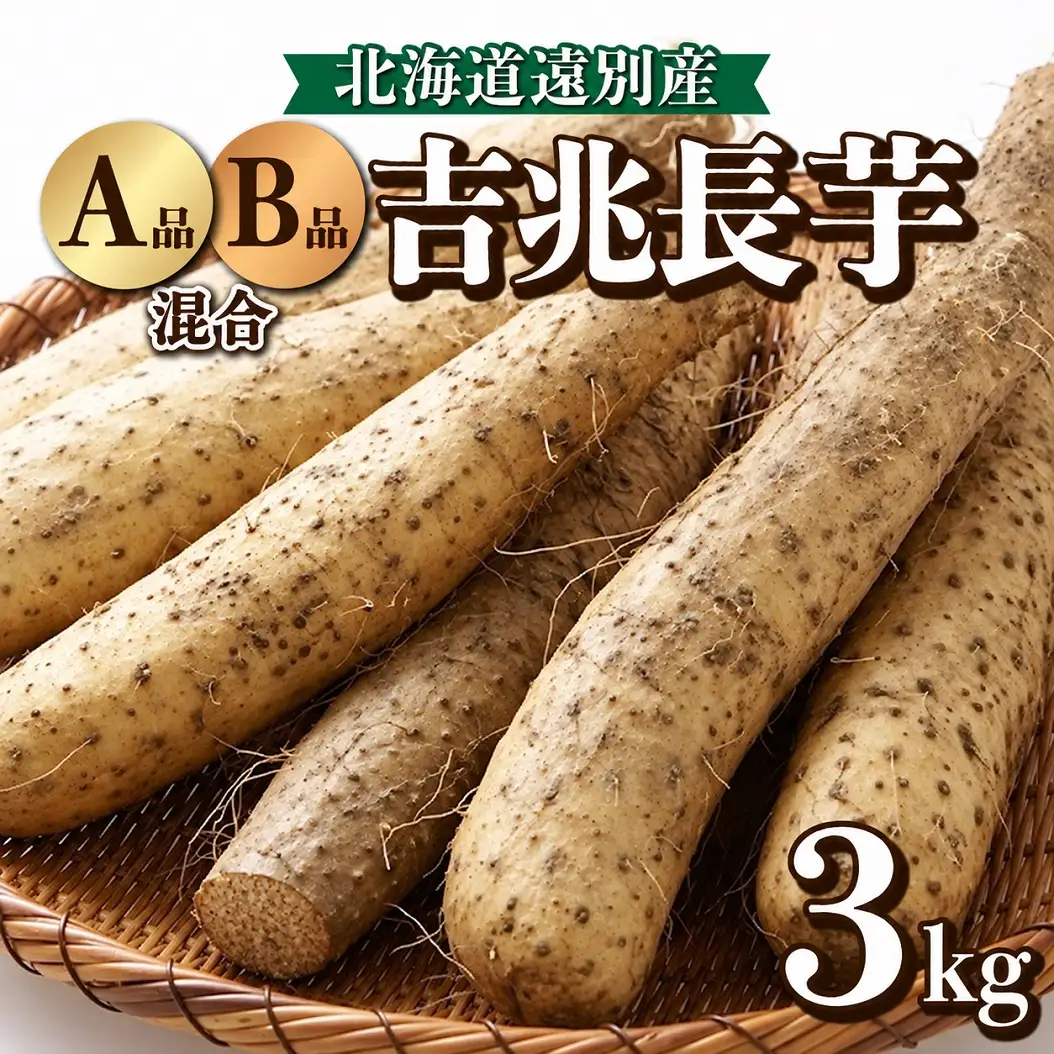 【2026年12月上旬より発送】遠別産　吉兆長芋（AB品混合　約3kg）