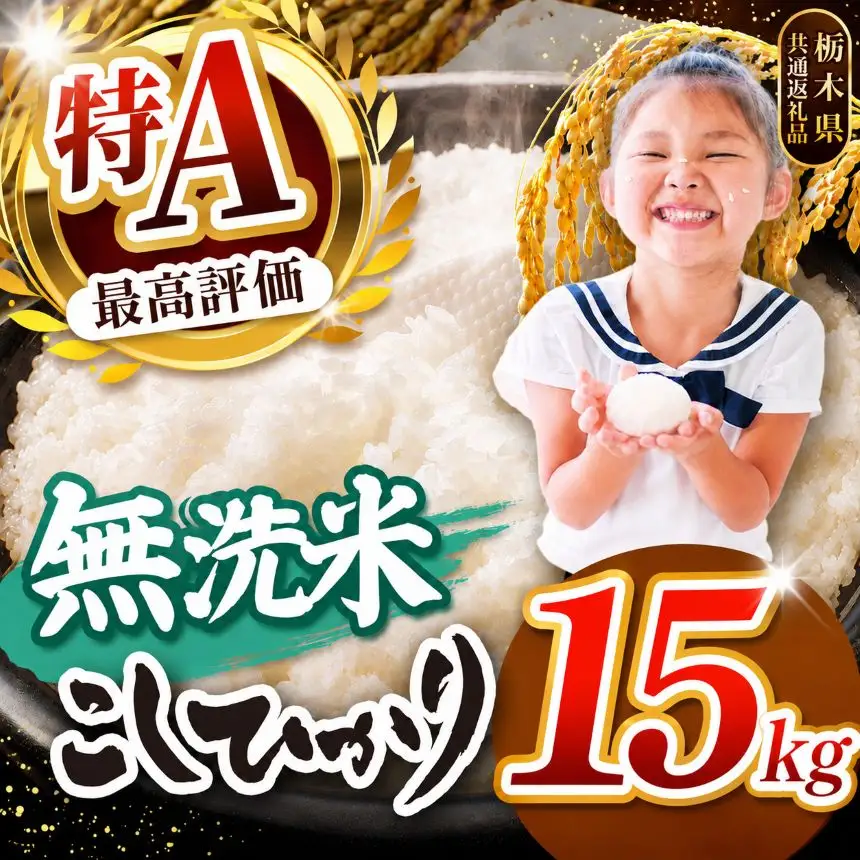 【2026年産】栃木県産コシヒカリ 無洗米 15kg 【栃木県共通返礼品 栃木県産】