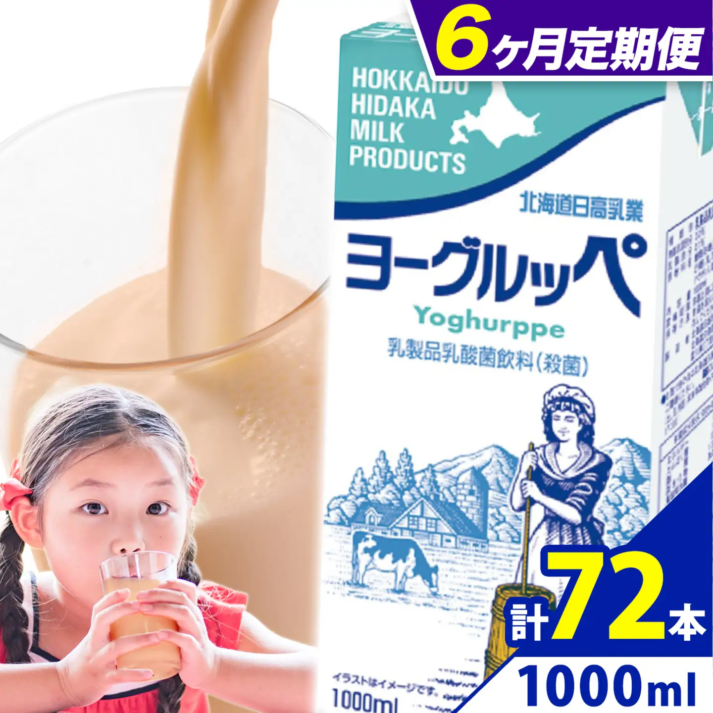 【6ヶ月定期便】ロングライフ 常温保存可能 ヨーグルッペ 1000ml × 12本 日高乳業《お申込み翌月から出荷》