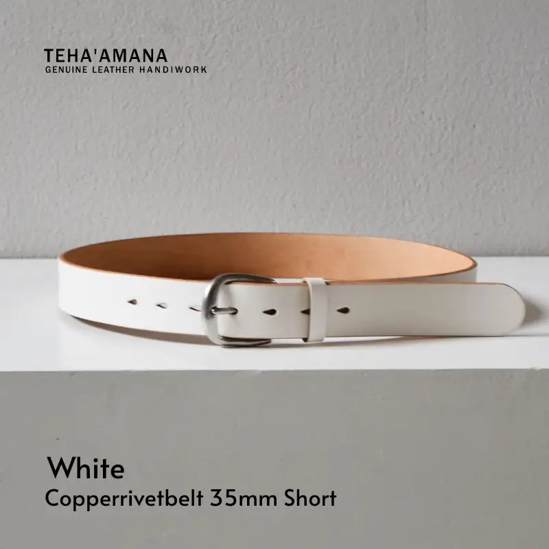 Teha’amana Copper Rivet Belt 35mm ベルト ホワイト ショートサイズ