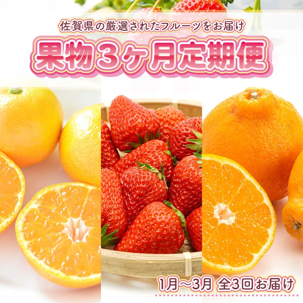 【3回定期便】旬の果物3か月定期便（温州みかん、いちご、不知火） いちご イチゴ 苺 ストロベリー しらぬい 不知火 デコポン でこぽん みかん 蜜柑 ミカン 果物 フルーツ 新鮮 佐賀県 太良町 QD3 【2027年1月上旬～3月下旬のお届け】