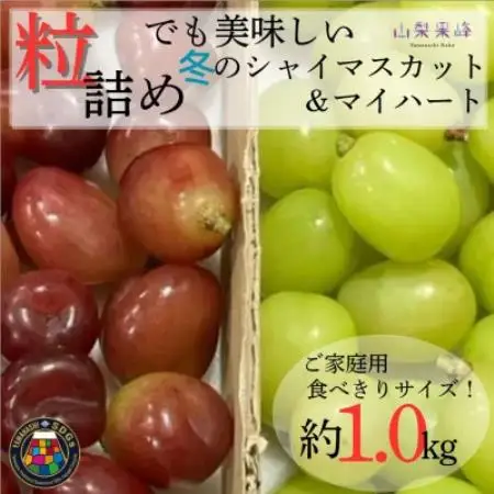★2026年度発送　SDGs 粒詰め　冬のシャインマスカット＆マイハート　1kg相当【配送不可地域：離島・北海道・沖縄県・中国・四国・九州】【1752173】