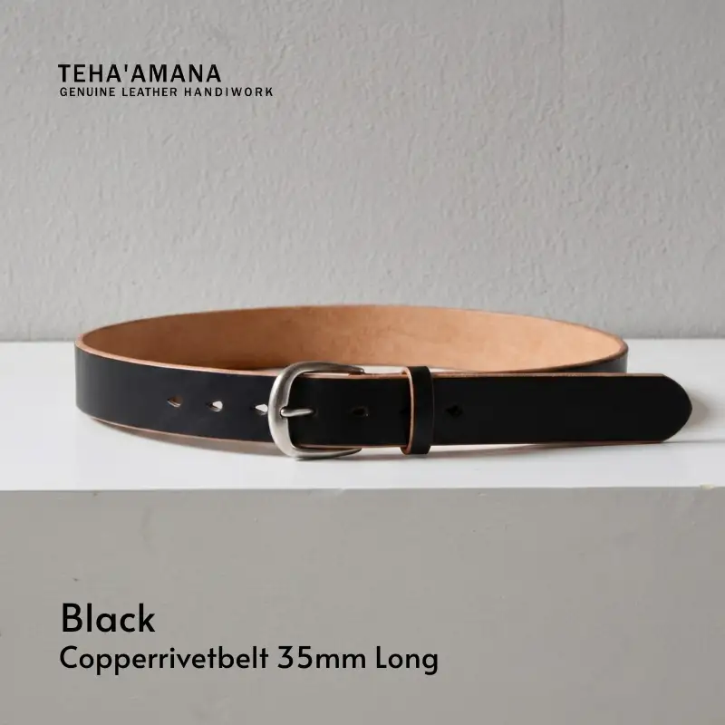 Teha’amana Copper Rivet Belt 35mm ベルト ブラック ロングサイズ