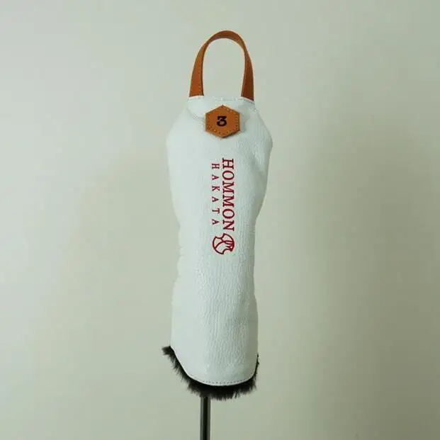 博多革工房HOMMONが作ったゴルフウッド用ヘッドカバー【牛革】：ホワイト＃3