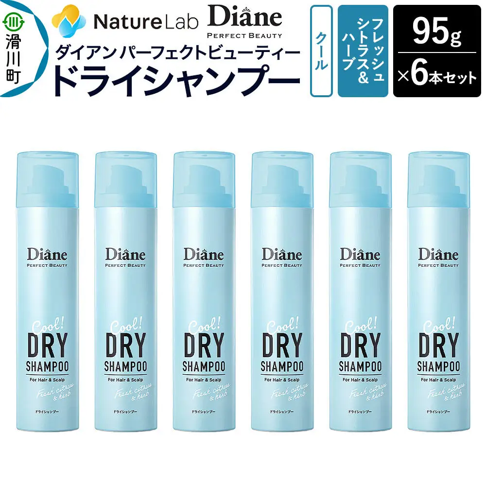 Diane ダイアン パーフェクトビューティー ドライシャンプー クール 95g フレッシュシトラス＆ハーブの香り×6点セット