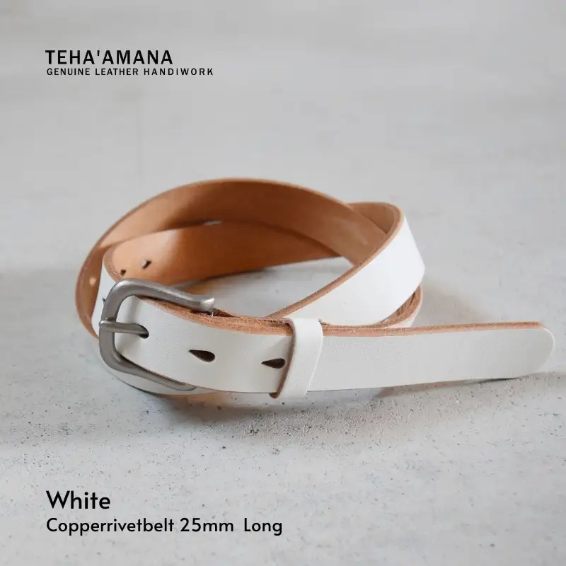 Teha’amana Copper Rivet Belt 25mm ベルト ホワイト ロングサイズ