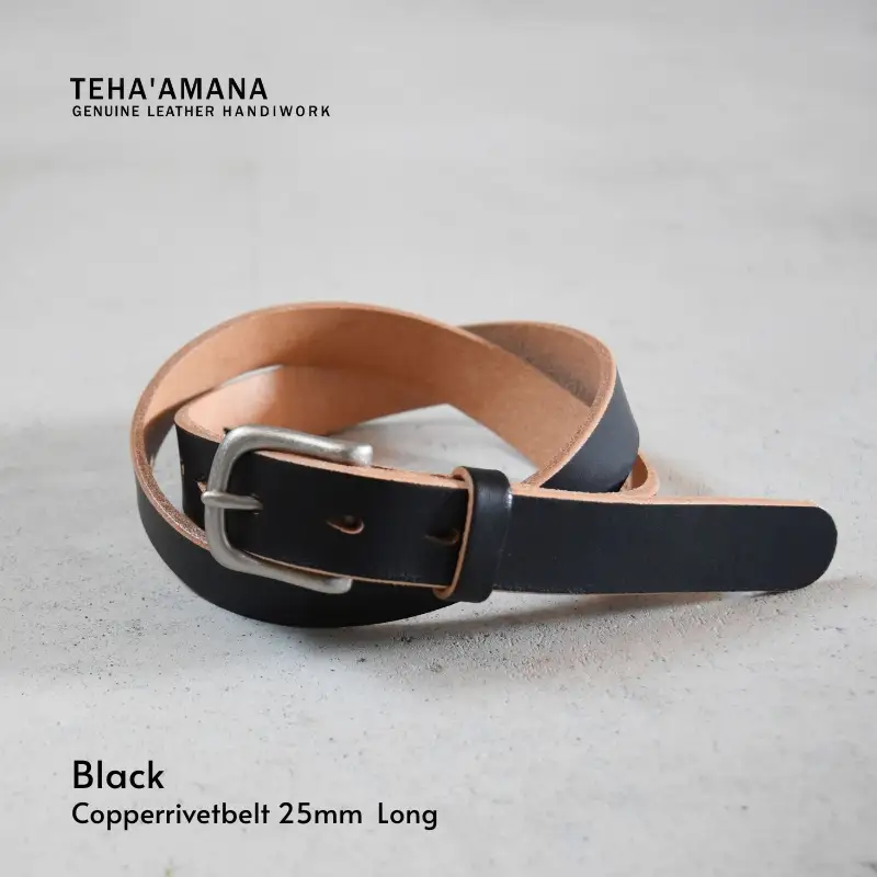 Teha’amana Copper Rivet Belt 25mm ベルト ブラック ロングサイズ