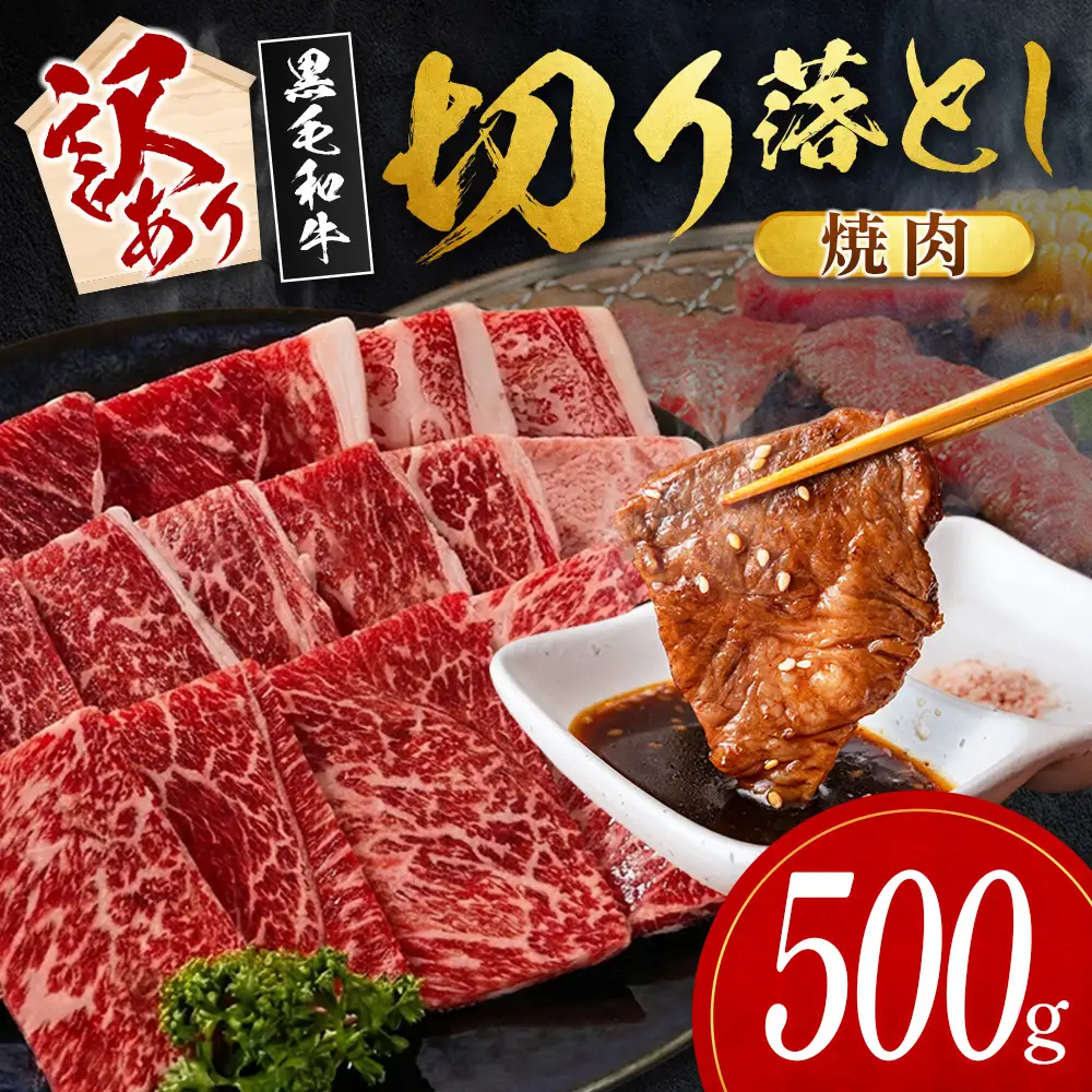 8月配送 訳あり 宮崎県産 黒毛和牛 切り落とし（焼肉）計500g 肉 A351-Y-08