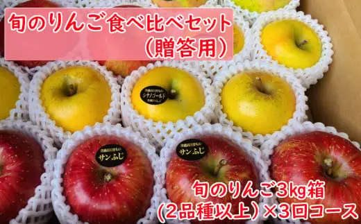 【先行予約】 3回定期便 旬のりんご食べ比べセット 3kg×3回コース 【贈答用】 米崎りんご