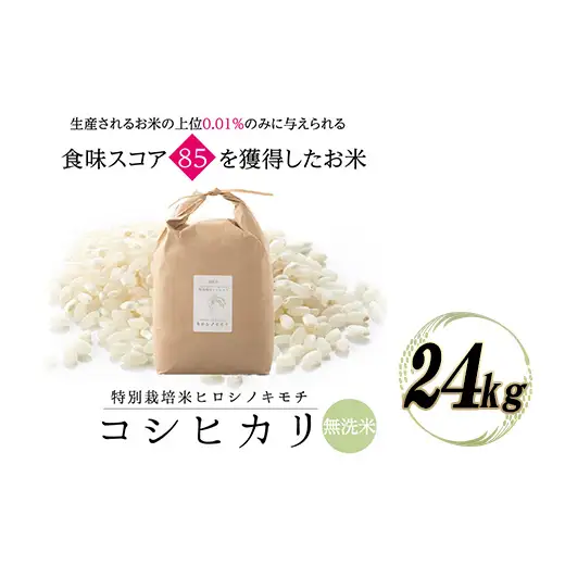 特別栽培米 コシヒカリ ヒロシノキモチ 無洗米 24kg ブランド米 銘柄米 国産 米 お米 日本米 ギフト 贈り物 備蓄 防災 食品 陽咲玲 はるざれ F6T-1016