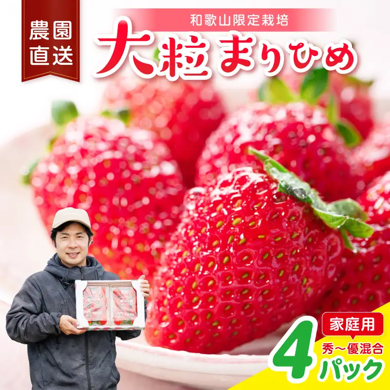 大粒の贅沢！「まりひめ」を農家直送で【家庭用】4パック【1332】