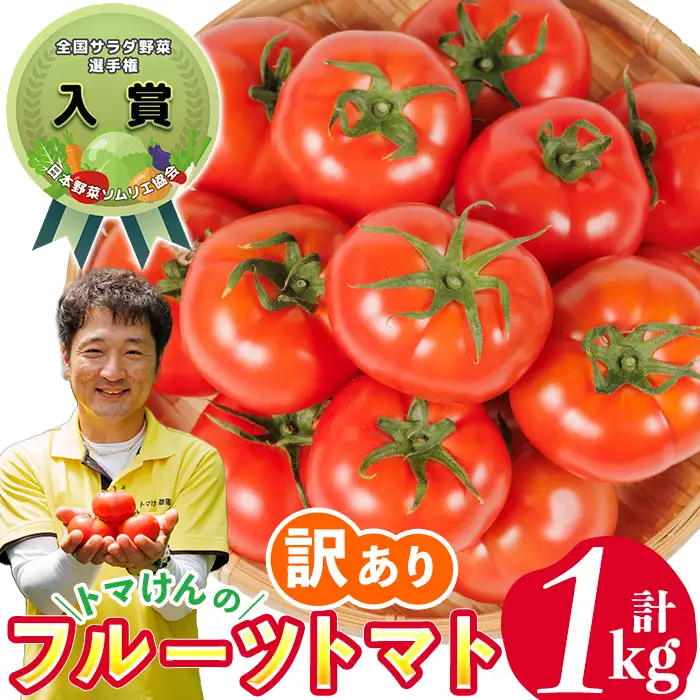 ＼全国サラダ野菜選手権 入賞 ／ 訳あり トマけんのフルーツトマト(計1kg)  【TK-02】【トマけん農園】