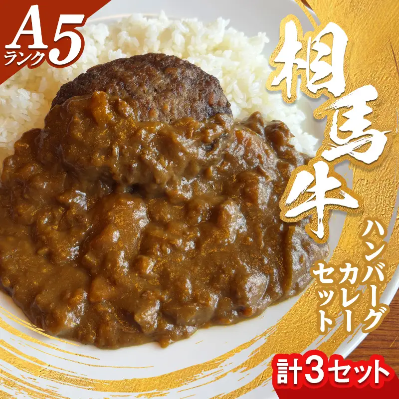 A5ランク相馬牛ハンバーグカレーセット  牛ハンバーグ ビーフハンバーグ おかず お弁当 牛 ハンバーグ 牛肉 ビーフ 肉 食品 FAI-0056