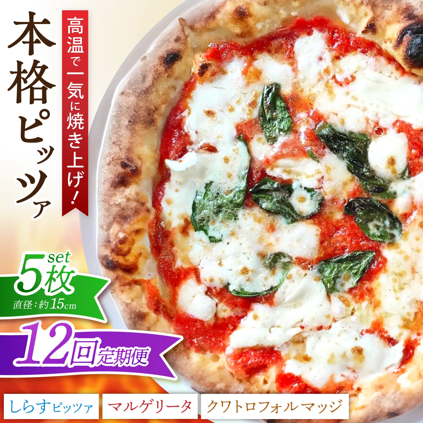 【全12回定期便】ピザ ナポリピッツァ 5枚セット( マルゲリータ2枚 しらすのピッツァ2枚 クワトロフォルマッジ1枚 ) / 冷凍 ナポリピザ ピッツァ チーズ 食べ比べ 詰め合わせ 定期便 / 愛媛県砥部町/Pizzeria39[BJCI008]