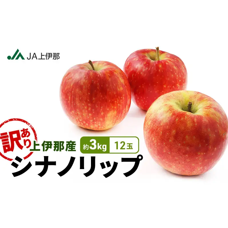 訳あり りんご 長野 リンゴ シナノリップ 約3kg （12玉） 産地直送  フルーツ 果物 デザート おやつ 林檎 旬 信州 長野県 長野県産 駒ヶ根市 上伊那産