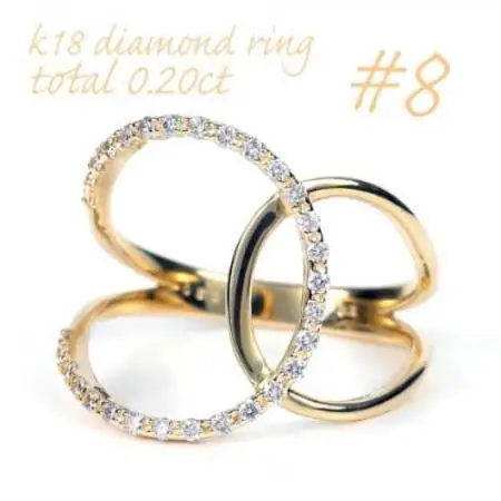 K18 0.20CT ダイヤモンドリングクロスオーバーデザイン R3780DI-Y #8【配送不可地域：離島・沖縄県】【1754879】