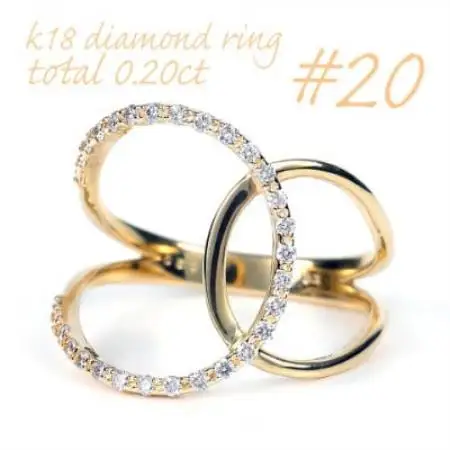 K18 0.20CT ダイヤモンドリングクロスオーバーデザイン R3780DI-Y #20【配送不可地域：離島・沖縄県】【1754898】
