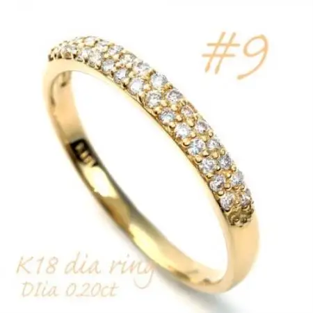 K18 ダイヤモンドパヴェ留めリング　0.20CT R3615DI-Y #9【配送不可地域：離島・沖縄県】【1754981】