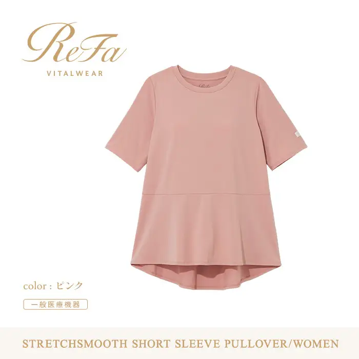 【ピンク M】ReFa バイタルテック ストレッチスムース ショートスリーブプルオーバー/WOMEN