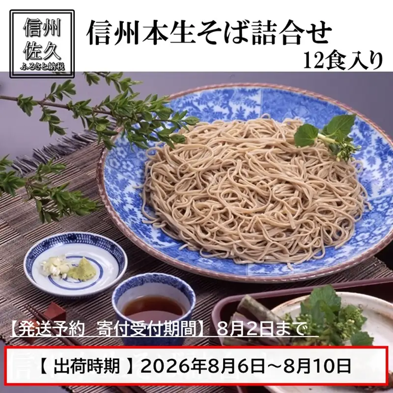 【予約発送・2026年8月6日～10日出荷】 信州本生そば詰合せ・つゆ付12食 （沖縄・離島配送不可） 蕎麦 石臼 食べ比べ セット お盆 夏休み イベント 長野県