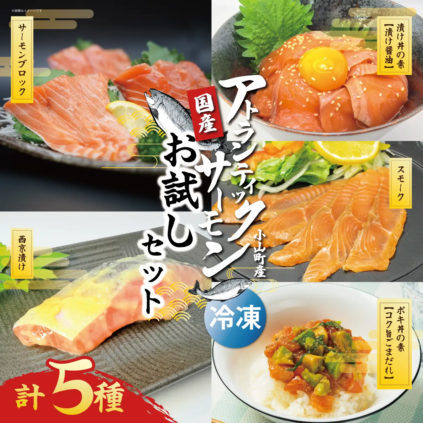 小山町産アトランティックサーモン（冷凍）お試しセット（サーモンブロック有り）