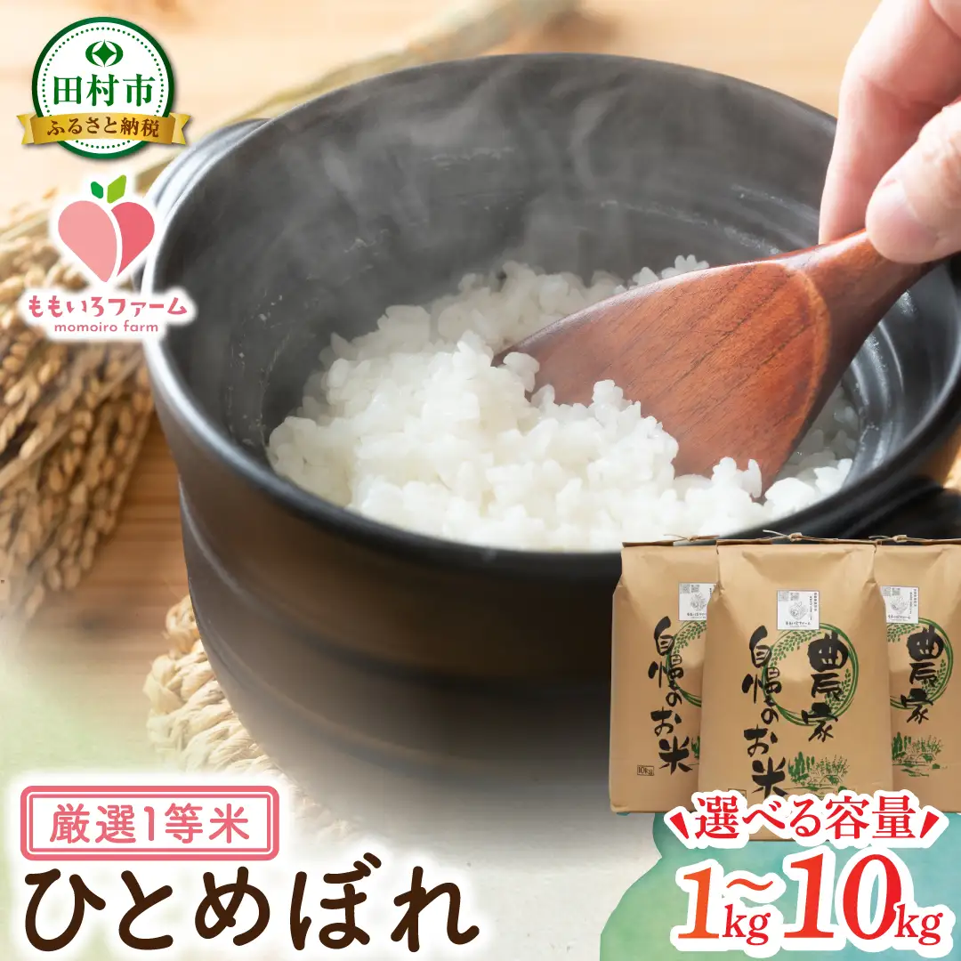 【令和7年産】 ひとめぼれ 10kg お米 一等米 白米  贈答 米 コメ ご飯 単一米 精米 生活応援 福島県 田村市 ももいろファーム