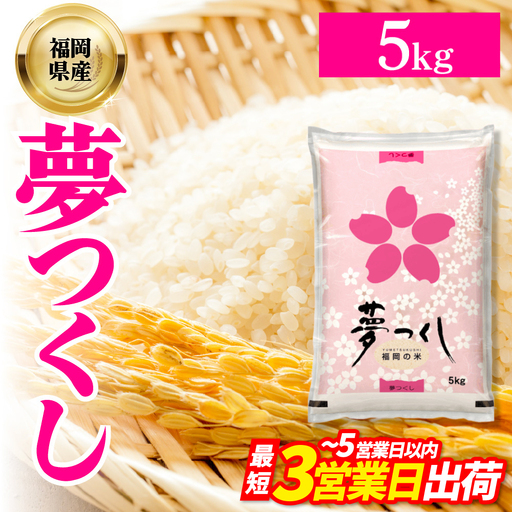 【数量限定】令和7年産 夢つくし(精米) 福岡県産ブランド米 5kg (品番:3X10R7)