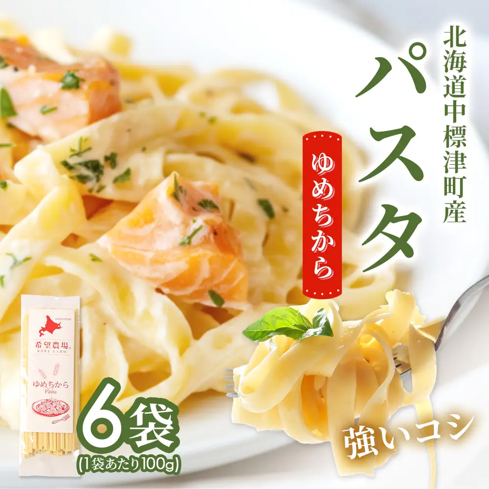北海道中標津町産「ゆめちから」パスタ×6袋【82004】