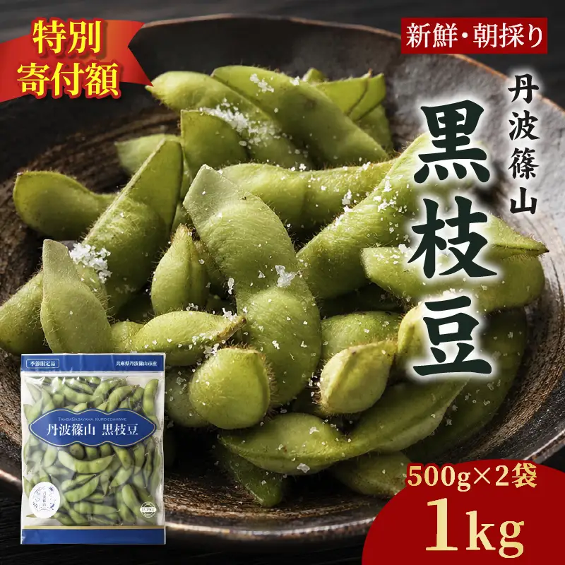 寄付額見直し〈予約〉丹波黒枝豆 1kg (500g×2）小分け 枝豆