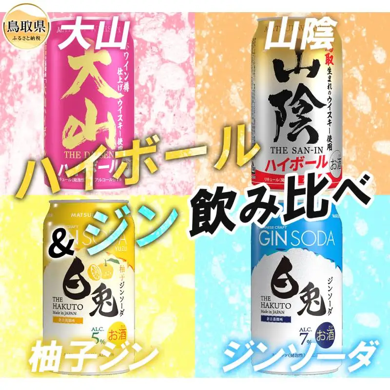 （鳥取・松井酒造）ハイボールとジンソーダ4種アソート　山陰＆大山＆白兎_T2600537