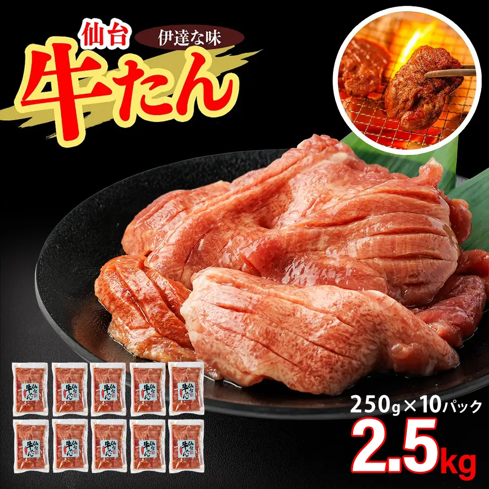 仙台牛たん伊達な味（塩）　250g×10パック　【04209-0413】