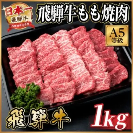 飛騨牛A5等級　もも焼肉　1kg(焼肉・BBQ用)【配送不可地域：離島】【1754442】
