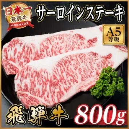 飛騨牛 A5等級 サーロインステーキ 800g 黒毛和牛(ステーキ・焼肉・BBQ用)【配送不可地域：離島】【1754697】