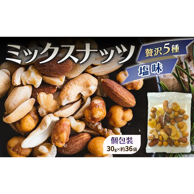 ミックスナッツ 塩味 贅沢5種 30gx36袋 1080g (約1kg) 