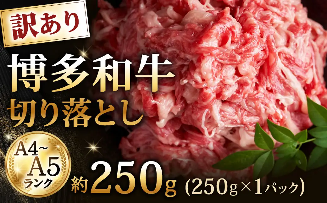 【 訳あり 】 【 A4～A5ランク 】 博多和牛 切り落とし 約250g お肉 肉 ニク にく 牛肉 牛 和牛 赤身 肩肉 バラ肉 脂 小分け 包装 国産 福岡県産 冷凍