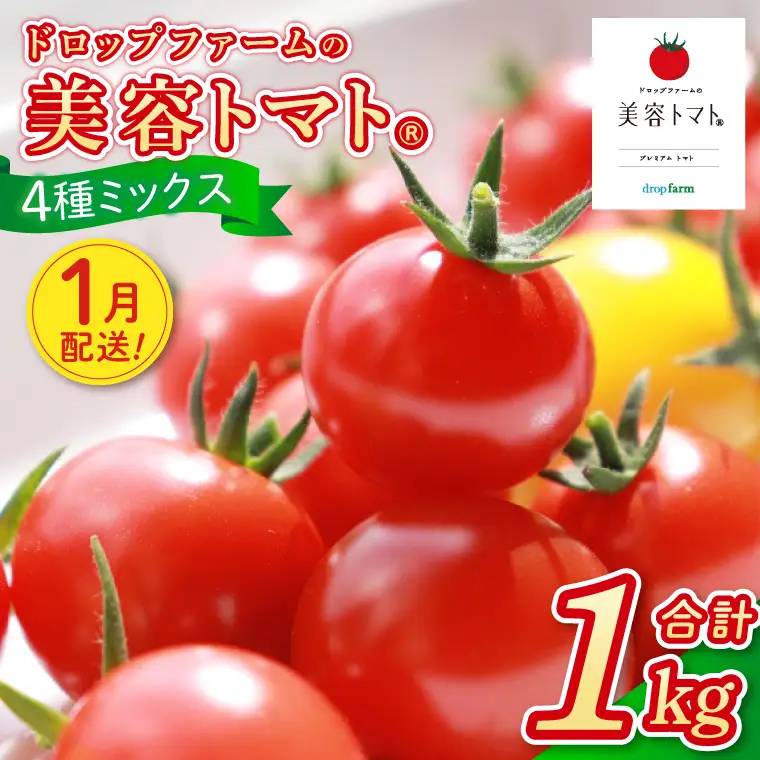 【1月発送】ドロップファームの美容トマトおまかせ1kg箱(４種ミックス)（CK-107-1）