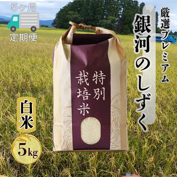 【5ヶ月定期便】銀河のしずく厳選プレミアム（減農薬・減化学肥料）5kg【2523】