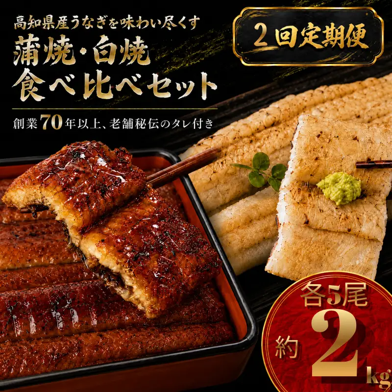 【2回 定期便】 高知県産うなぎ 白焼 蒲焼 セット 各5尾