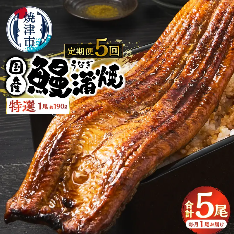 【定期便 5回】特選 国産うなぎ蒲焼定期便 約190g×5回 (a60-043)